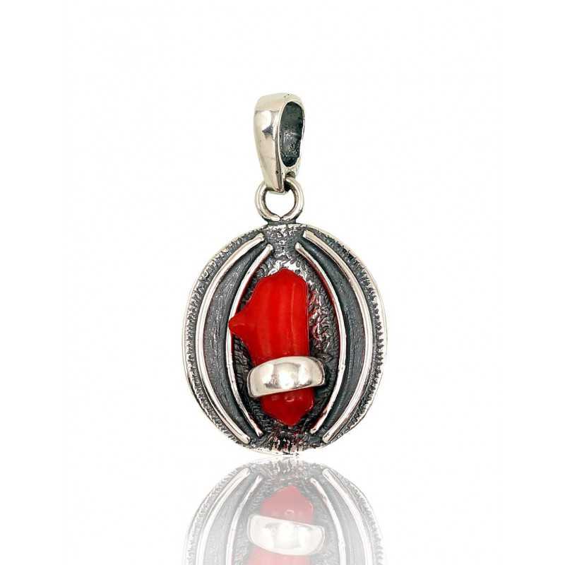 Sudraba kulons 2301555(POx-Bk)_CO, Sudrabs	925°, oksids (pārklājums), Korallis 