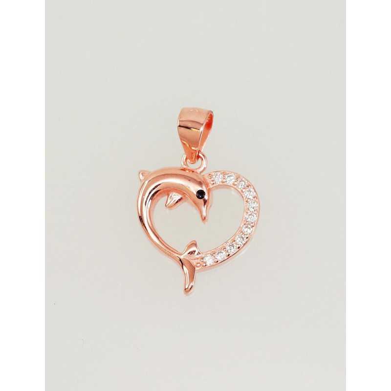 Sudraba kulons 2301656(PAu-R)_CZ+CZ-BK, Sudrabs	925°, sarkanais zelts (pārklājums), Cirkoni 