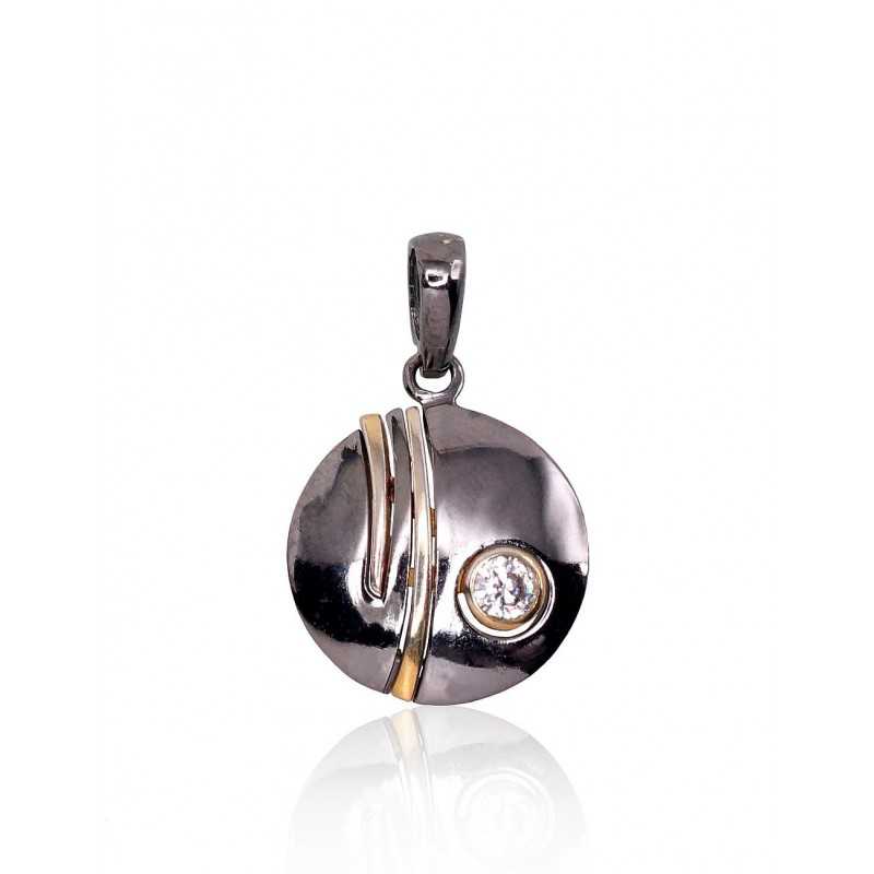 Sudraba kulons 2301780(PRh-Bk+PAu-Y)_CZ, Sudrabs	925°, rodijs (pārklājums)/, dzeltenais zelts (pārklājums), Cirkoni 