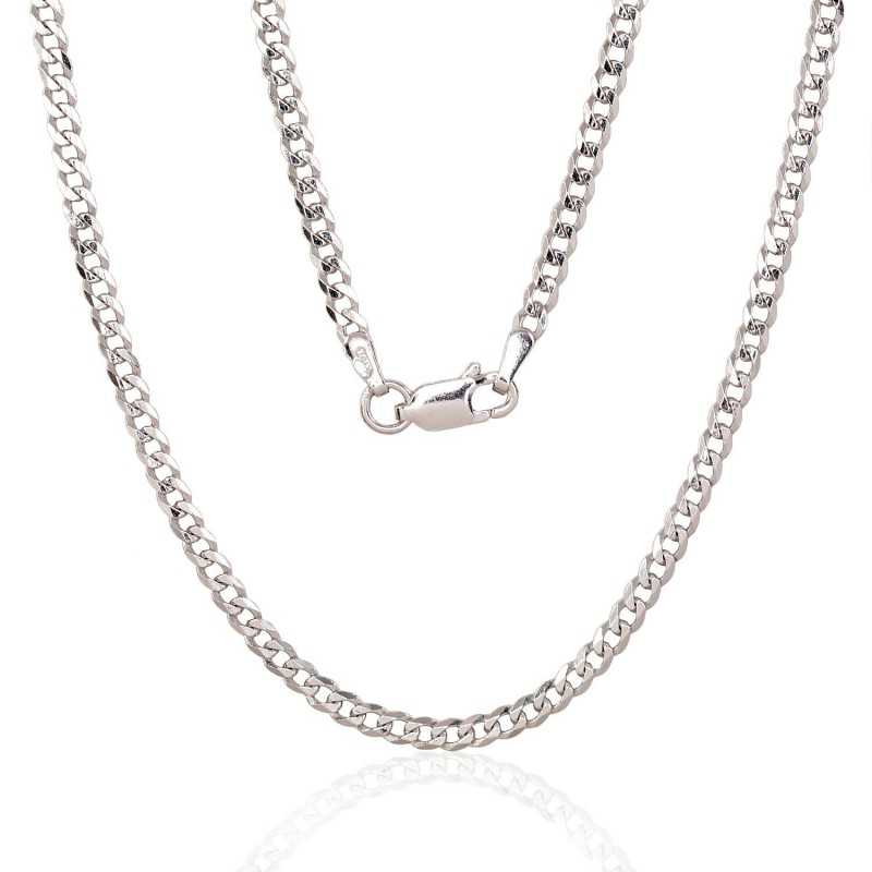 Sudraba ķēdīte Kartjē 2.5 mm , dimantu apstrādājums 2400073(PRh-Gr), Sudrabs	925°, rodijs (pārklājums)