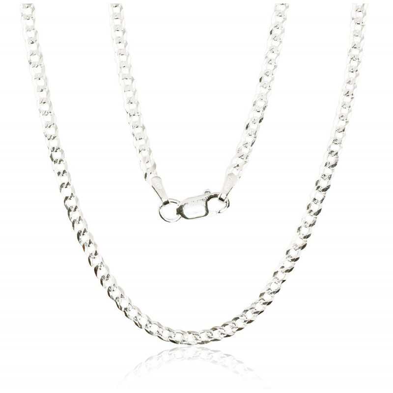 Sudraba ķēdīte Kartjē gār. (Flat Curb) 3.8 mm ,dimantu apstrādājums 2400102, Sudrabs	925°