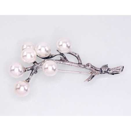 Sudraba piespraude 2920111(POx-Bk)_PEX, Sudrabs	925°, oksids (pārklājums), Pērles (Imitācija) 