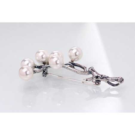 Sudraba piespraude 2920111(POx-Bk)_PEX, Sudrabs	925°, oksids (pārklājums), Pērles (Imitācija) 