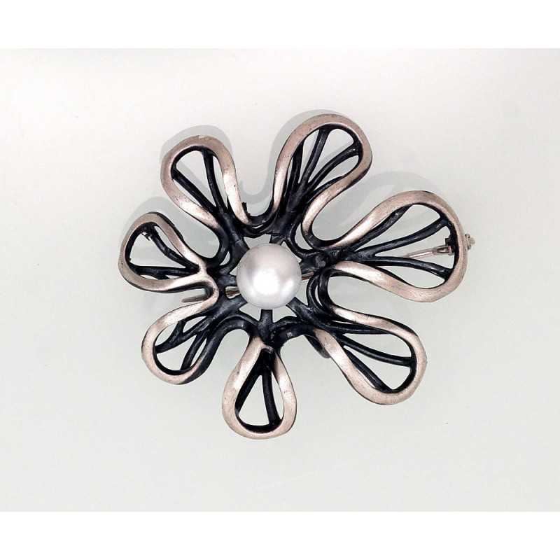 Sudraba piespraude 2920142(Matt+POx-MattBk)_PE, Sudrabs	925°, oksids (pārklājums), Pērles 