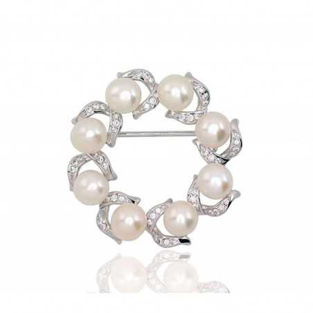 Sudraba piespraude 2920175(PRh-Gr)_CZ+PE, Sudrabs	925°, rodijs (pārklājums), Cirkoni , Pērles 