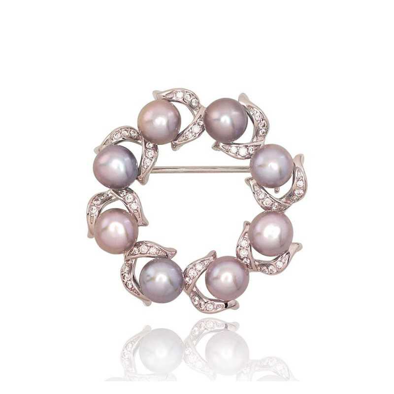 Sudraba piespraude 2920175(PRh-Gr)_CZ+PE-GR, Sudrabs	925°, rodijs (pārklājums), Cirkoni , Pērles 