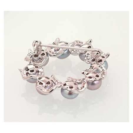 Sudraba piespraude 2920175(PRh-Gr)_CZ+PE-GR, Sudrabs	925°, rodijs (pārklājums), Cirkoni , Pērles 