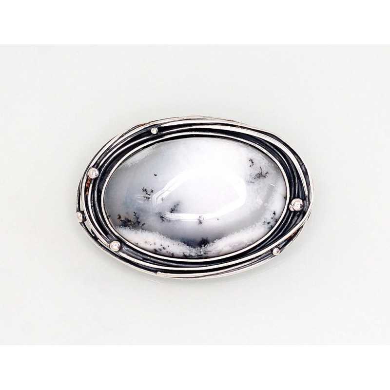 Sudraba piespraude 2920205(POx-Bk)_AGD, Sudrabs	925°, oksids (pārklājums), Dendriskais Ahāts 