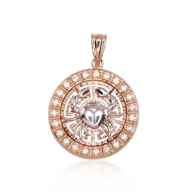 Zelta kulons - zodiaka zīme 1300453(Au-R+PRh-W)_CZ (Vēzis), Sarkanais Zelts	585°, rodijs (pārklājums) , Cirkoni 