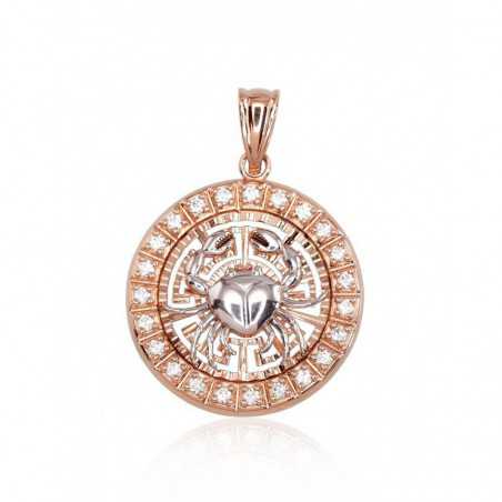 Zelta kulons - zodiaka zīme 1300453(Au-R+PRh-W)_CZ (Vēzis), Sarkanais Zelts	585°, rodijs (pārklājums) , Cirkoni 