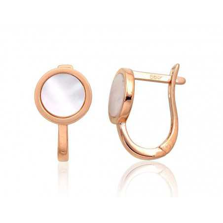 Zelta auskari ar  angļu  slēdzēju 1201364(Au-R)_PL, Sarkanais Zelts	585°, Perlamutrs 