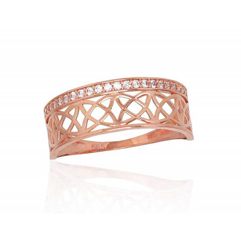 Zelta gredzens 1100836(Au-R)_CZ, Sarkanais zelts	585°, Cirkoni 