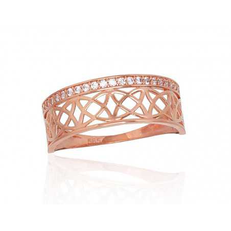 Zelta gredzens 1100836(Au-R)_CZ, Sarkanais zelts	585°, Cirkoni 