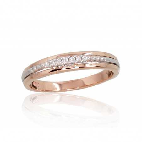 Zelta gredzens 1100695(Au-R+Au-W)_DI, Sarkanais/Baltais Zelts	585°, Briljanti 