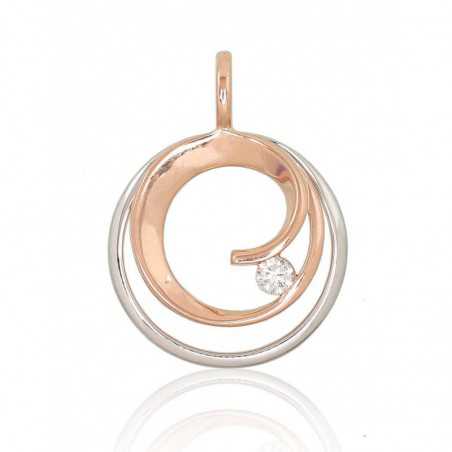 Zelta kulons 1300548(Au-R+Au-W)_DI, Sarkanais/Baltais Zelts	585°, Briljanti 