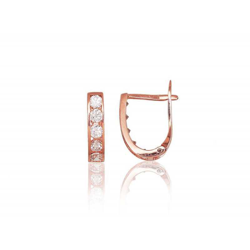 Zelta auskari ar angļu slēdzēju 1200001(Au-R)_CZ, Sarkanais zelts	585°, Cirkoni 