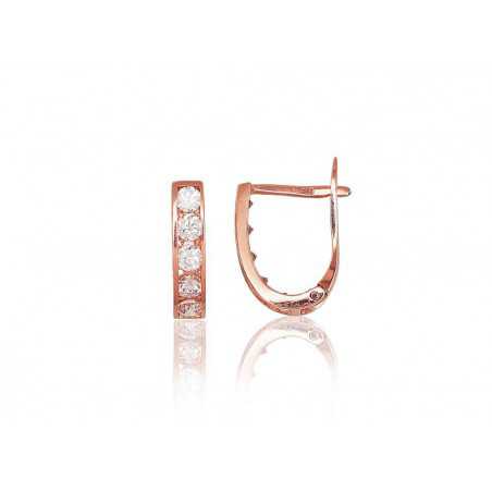 Zelta auskari ar angļu slēdzēju 1200001(Au-R)_CZ, Sarkanais zelts	585°, Cirkoni 