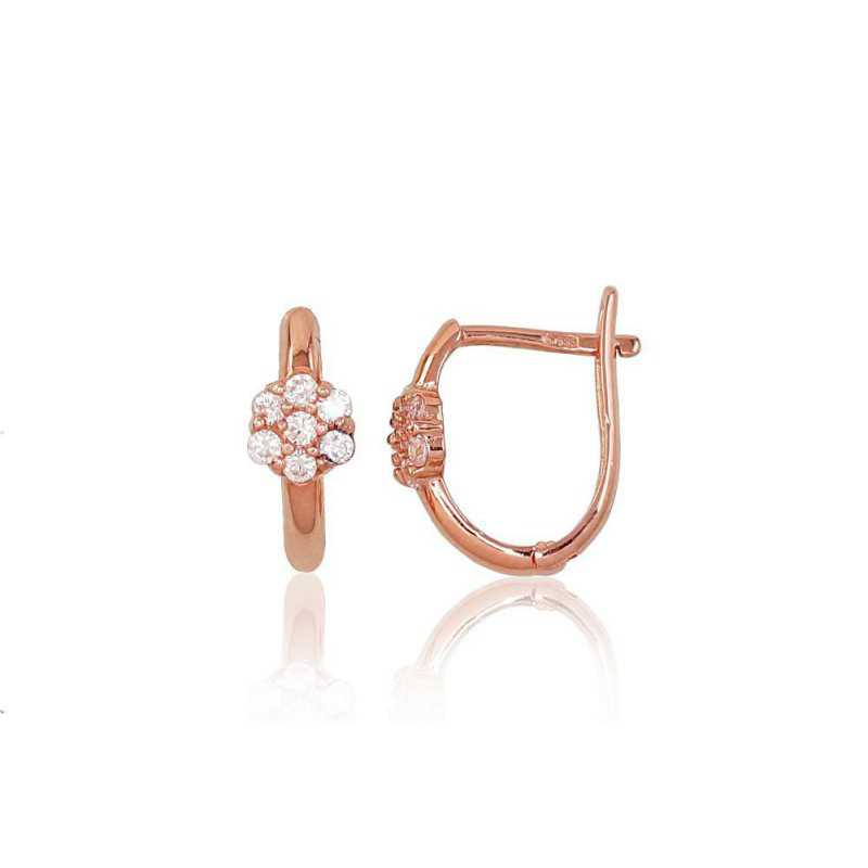 Zelta auskari ar angļu slēdzēju 1200023(Au-R)_CZ, Sarkanais zelts	585°, Cirkoni 