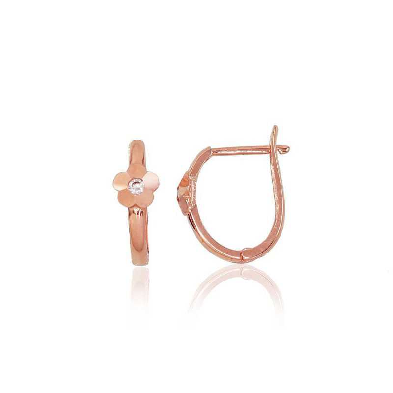 Zelta auskari ar angļu slēdzēju 1200188(Au-R)_CZ, Sarkanais zelts	585°, Cirkoni 