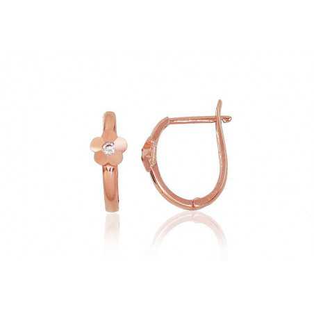 Zelta auskari ar angļu slēdzēju 1200188(Au-R)_CZ, Sarkanais zelts	585°, Cirkoni 