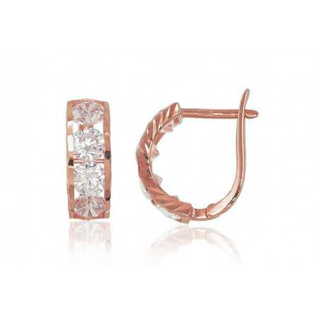 Zelta auskari ar angļu slēdzēju 1200315(Au-R)_CZ, Sarkanais zelts	585°, Cirkoni 