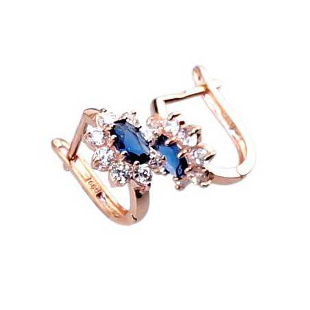 Zelta auskari ar angļu slēdzēju 1200318(Au-R)_CZ+CZ-B, Sarkanais zelts	585°, Cirkoni 