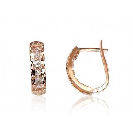 Zelta auskari ar angļu slēdzēju 1200421(Au-R)_CZ, Sarkanais zelts	585°, Cirkoni 