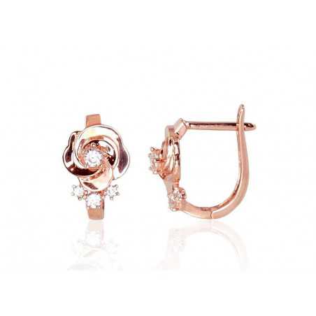 Zelta auskari ar angļu slēdzēju 1200812(Au-R)_CZ, Sarkanais zelts	585°, Cirkoni 