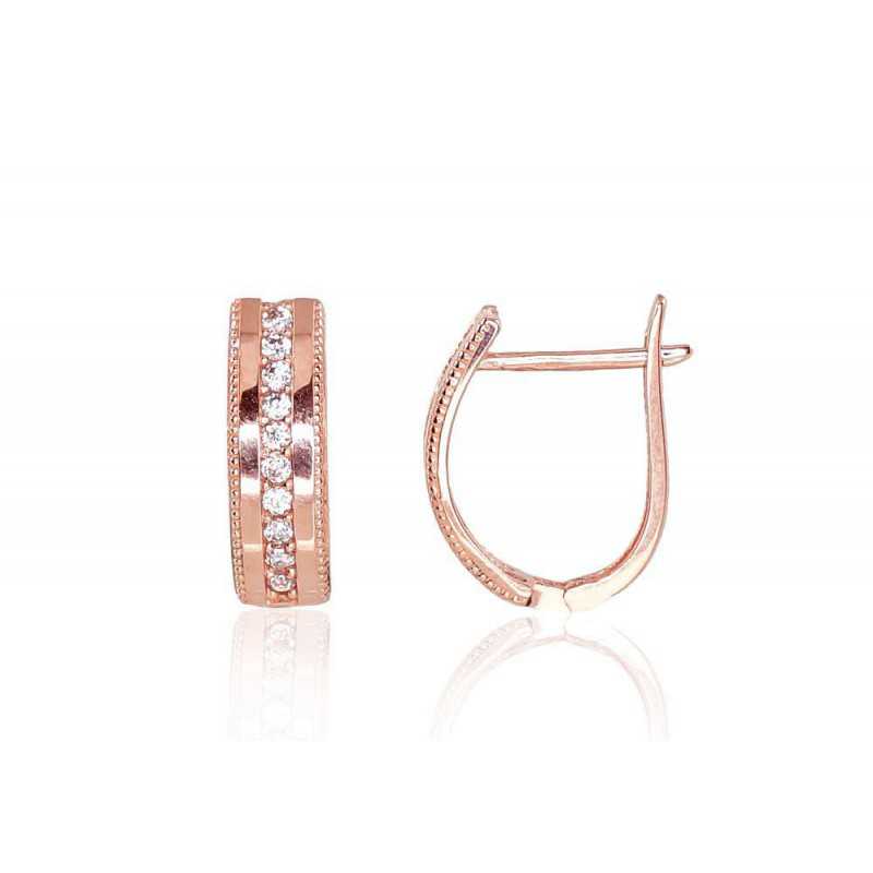 Zelta auskari ar angļu slēdzēju 1200818(Au-R)_CZ, Sarkanais zelts	585°, Cirkoni