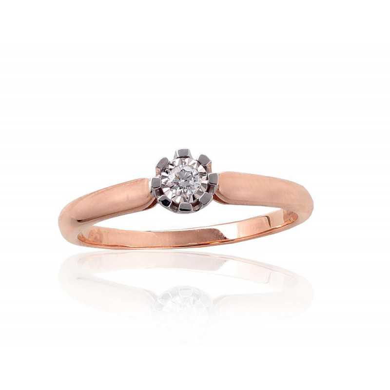 Zelta gredzens 1101030(Au-R+Au-W)_DI, Sarkanais/Baltais Zelts	585°, Briljanti 