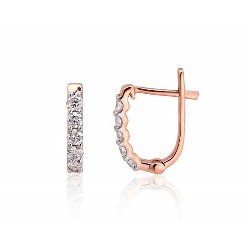 Zelta auskari 1201409(Au-R+PRh-W)_DI, Sarkanais Zelts	585°, rodijs (pārklājums) , Briljanti 