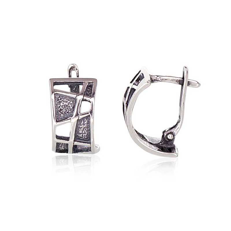 Sudraba auskari ar  angļu  slēdzēju 2201105(POx-Bk), Sudrabs	925°, oksids (pārklājums)