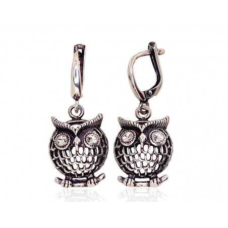 Sudraba auskari ar  angļu  slēdzēju 2201127(POx-Bk)_CZ, Sudrabs	925°, oksids (pārklājums), Cirkoni 