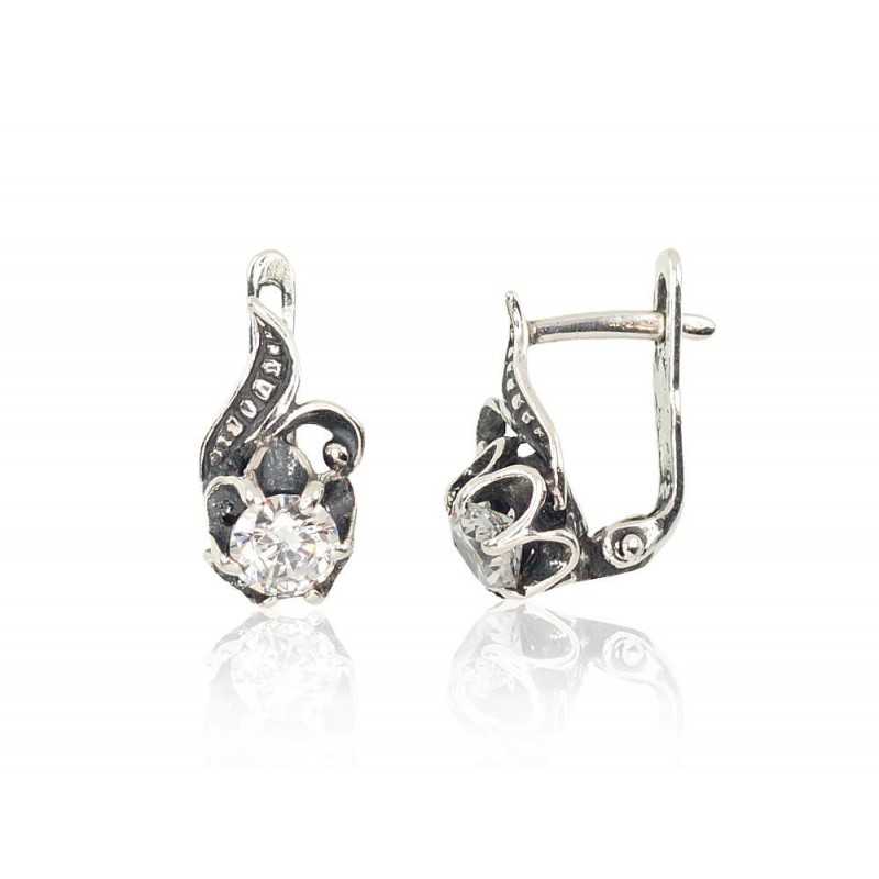 Sudraba auskari  2201695(POx-Bk)_CZ, Sudrabs	925°, oksids (pārklājums), Cirkoni 