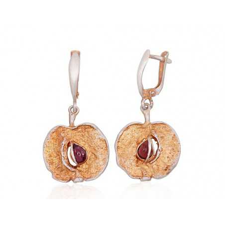 Sudraba auskari ar angļu slēdzēju 2202220(Matt+POx-MattY)_GR-2, Sudrabs	925°, oksids (pārklājums), Granāts 