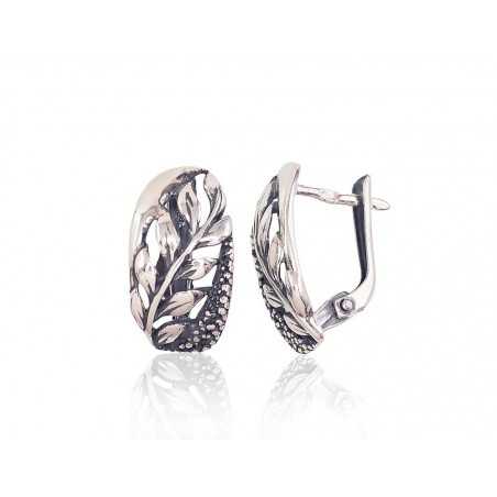 Sudraba auskari ar  angļu  slēdzēju 2203015(POx-Bk), Sudrabs	925°, oksids (pārklājums)