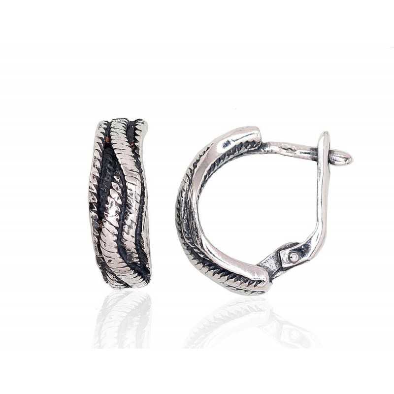 Sudraba auskari ar  angļu  slēdzēju 2203159(POx-Bk), Sudrabs	925°, oksids (pārklājums)