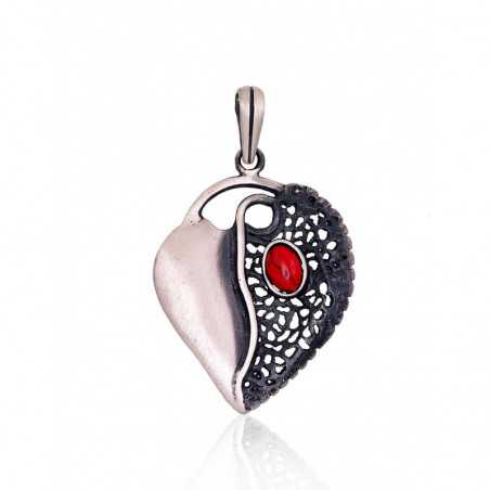 Sudraba kulons 2301801(Matt+POx-MattBk)_COX, Sudrabs	925°, oksids (pārklājums), Korallis (Imitācija) 