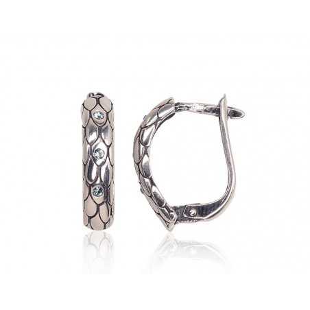 Sudraba auskari ar  angļu  slēdzēju 2202820(POx-Bk)_SV-AQ, Sudrabs	925°, oksids (pārklājums), Kristāli 