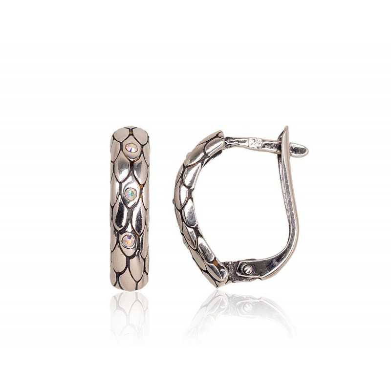 Sudraba auskari ar  angļu  slēdzēju 2202820(POx-Bk)_SV-MIXW, Sudrabs	925°, oksids (pārklājums), Kristāli 