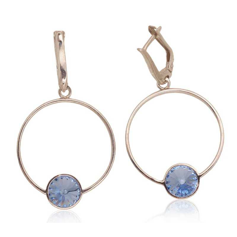 Sudraba auskari ar  angļu  slēdzēju 2203616(PRh-Gr)_SV-LB, Sudrabs	925°, rodijs (pārklājums), Kristāli 