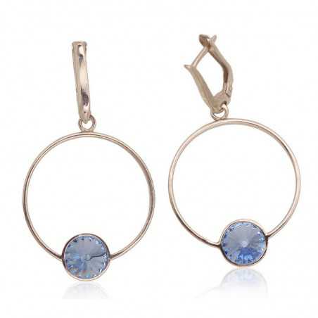 Sudraba auskari ar  angļu  slēdzēju 2203616(PRh-Gr)_SV-LB, Sudrabs	925°, rodijs (pārklājums), Kristāli 