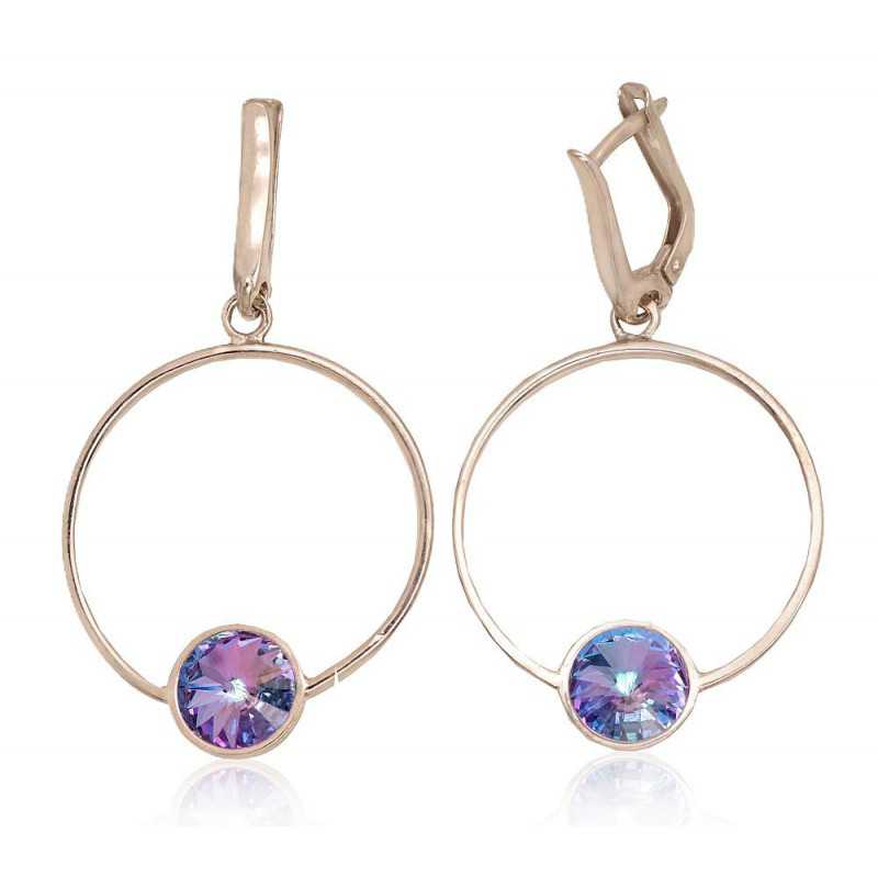 Sudraba auskari ar  angļu  slēdzēju 2203616(PRh-Gr)_SV-MIXLV, Sudrabs	925°, rodijs (pārklājums), Kristāli 