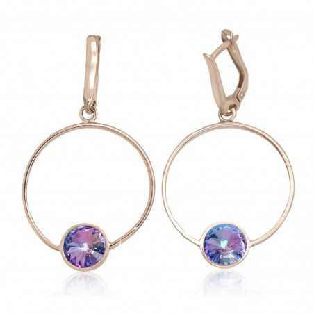 Sudraba auskari ar  angļu  slēdzēju 2203616(PRh-Gr)_SV-MIXLV, Sudrabs	925°, rodijs (pārklājums), Kristāli 