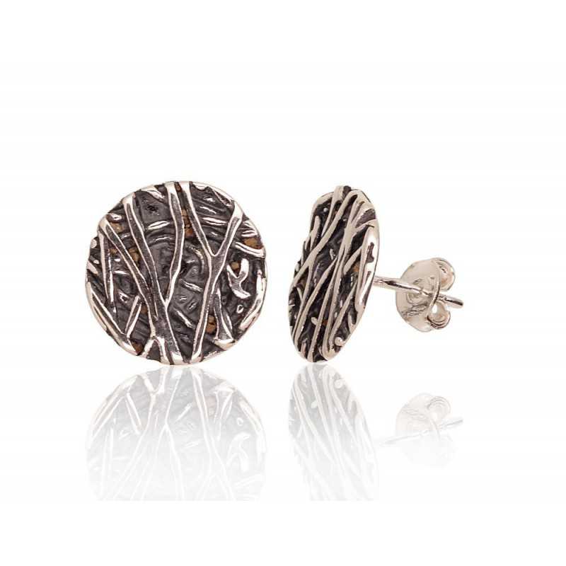 Sudraba auskari-puseti 2203666(POx-Bk), Sudrabs	925°, oksids (pārklājums)