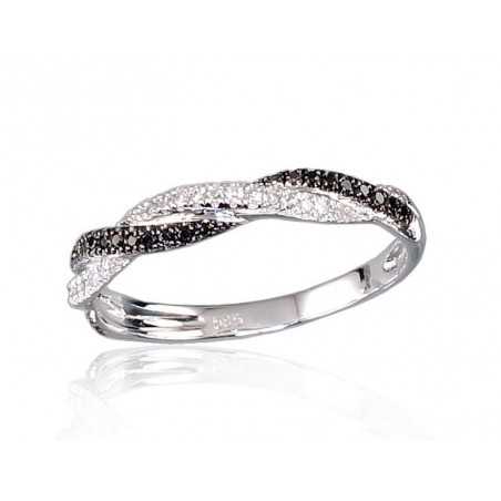 Zelta gredzens 1100122(Au-W+PRh-Bk)_DI+DIBk, Baltais Zelts	585°, rodijs (pārklājums) , Briljanti , Briljanti (melnie) 