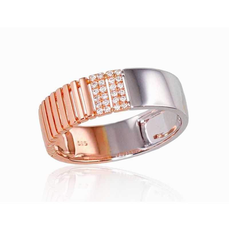 Zelta gredzens 1100527(Au-R+Au-W)_DI, Sarkanais/Baltais Zelts	585°, Briljanti 