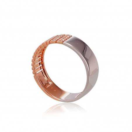 Zelta gredzens 1100527(Au-R+Au-W)_DI, Sarkanais/Baltais Zelts	585°, Briljanti 