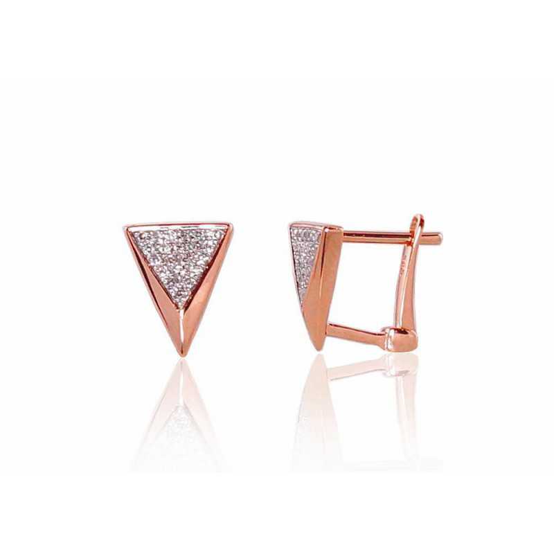 Zelta auskari 1200793(Au-R+PRh-W)_DI, Sarkanais Zelts	585°, rodijs (pārklājums) , Briljanti 