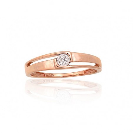 Zelta gredzens 1101044(Au-R+PRh-W)_DI, Sarkanais Zelts	585°, rodijs (pārklājums) , Briljanti 